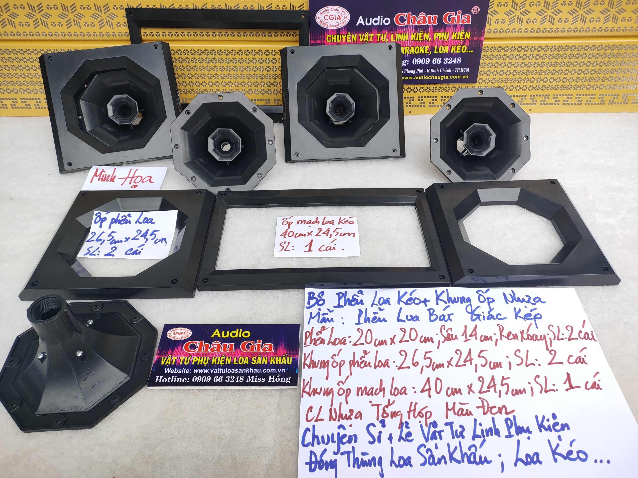 BỘ PHỂU LOA KÉO + KHUNG ỐP NHỰA  - AUDIO CHÂU GIA