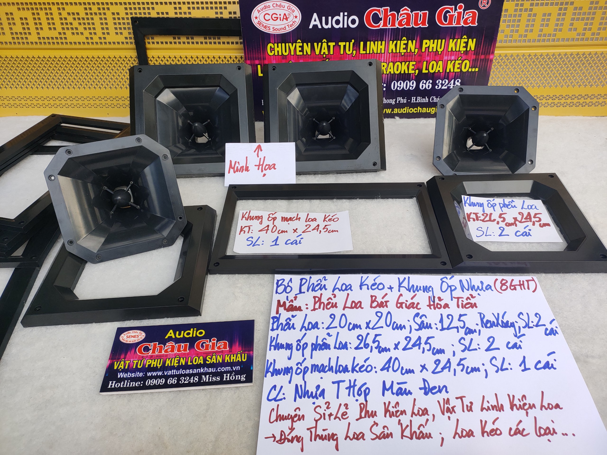 BỘ PHỂU LOA KÉO + KHUNG ỐP NHỰA (8GHT) - AUDIO CHÂU GIA
